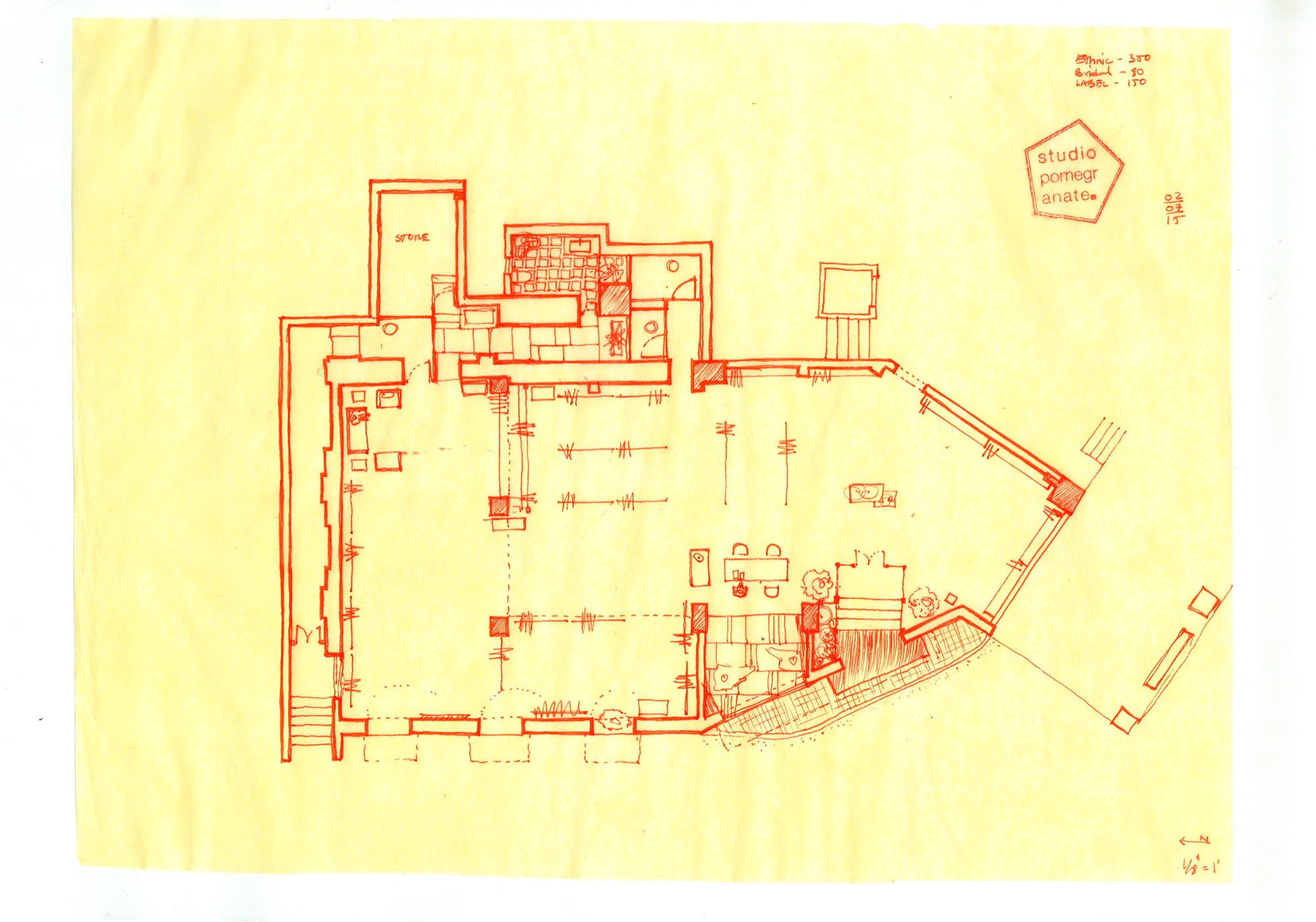 Ritu Kumar's Flagship store, Kala Ghoda — sketch by Studio Pomegranate